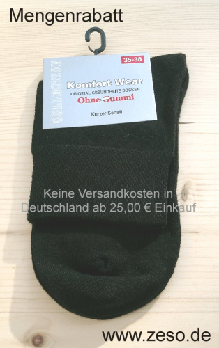 3 Paar Kurz-Socken ohne Gummidruck 35-38 schwarz