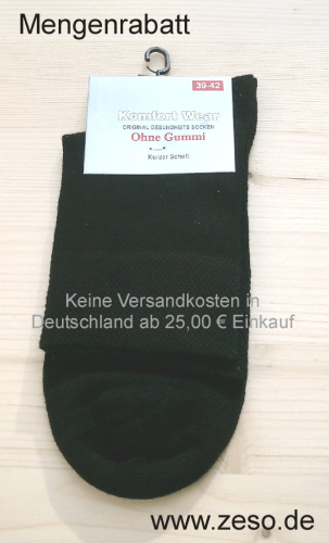 3 Paar Kurz-Socken ohne Gummidruck 39-42 schwarz