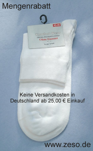 3 Paar Kurz-Socken ohne Gummidruck 43-46 weiß