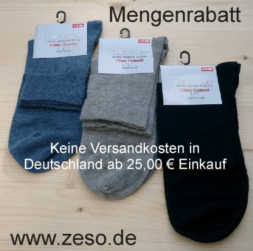 3 Paar Kurz-Socken ohne Gummidruck 43-46 jeans, marine, grau