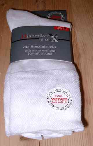 3 Paar Diabetiker-Socken ohne Gummidruck 39-42 weiß