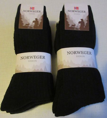 3 Paar Norweger Woll-Socken schwarz 39-42 made in EU